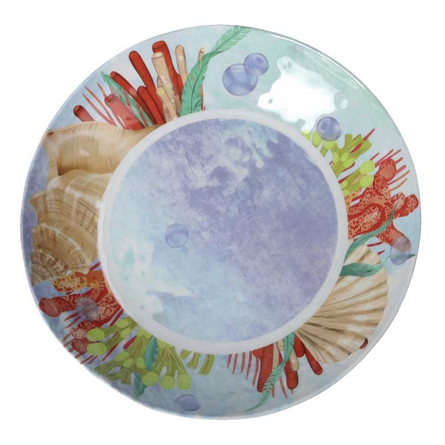 Piatto fondo Oceano Brandani in melamina con decoro marino 21,5 cm