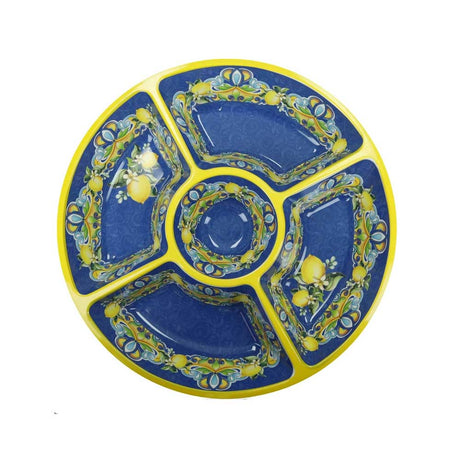 Antipastiera Citrus Blu Brandani in melamina decorata 38 cm