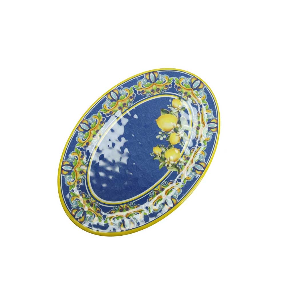 Vassoio ovale Citrus Blu Brandani in melamina decoro agrumi 50,5x35,5 cm