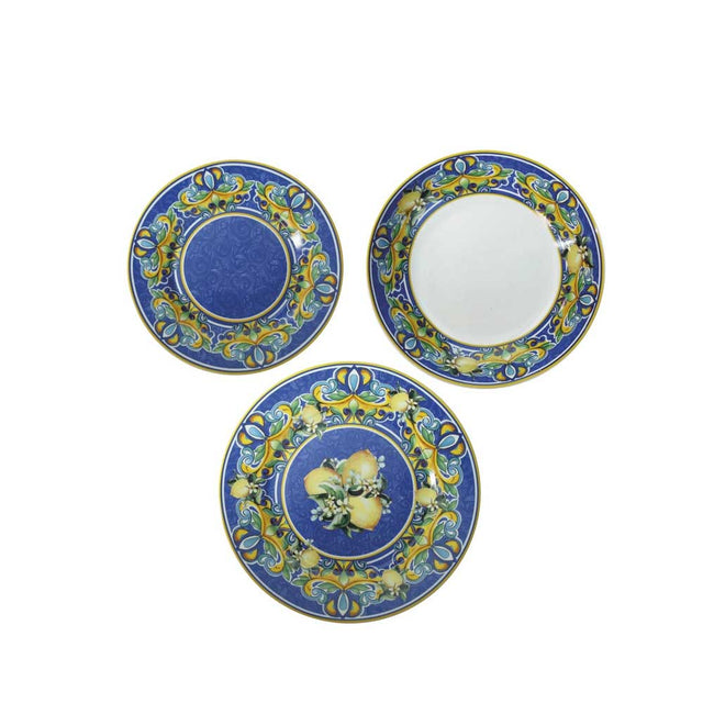 Servizio piatti Citrus Brandani in porcellana con decori agrumi 18 pezzi