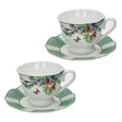 Set 2 tazze tè Oasi Brandani in porcellana decorata con piattini