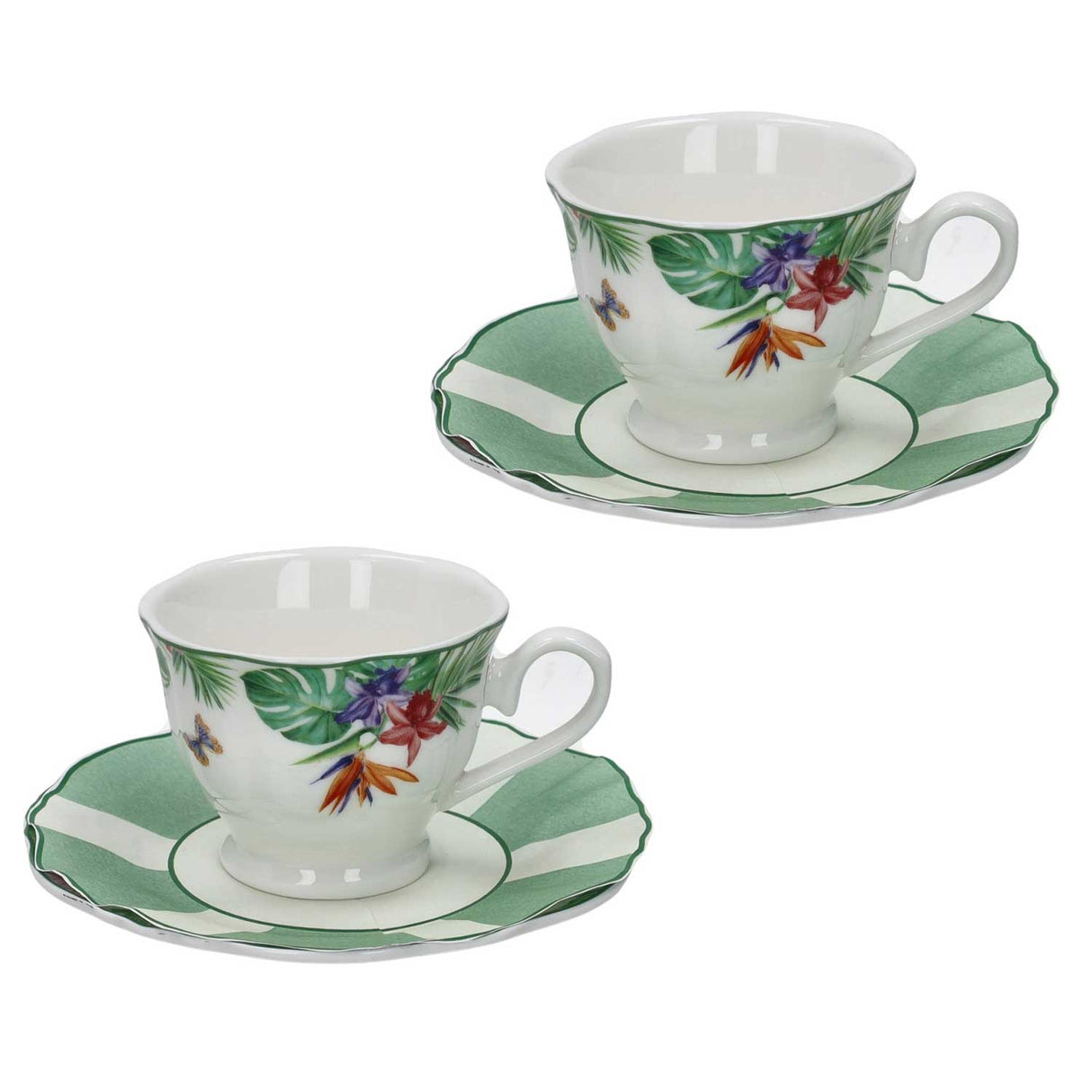 Set 2 tazze caffè Oasi Brandani in porcellana con piattini 90 ml