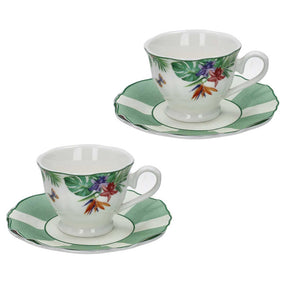 Set 2 tazze caffè Oasi Brandani in porcellana con piattini 90 ml