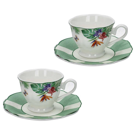 Set 2 tazze caffè Oasi Brandani in porcellana con piattini 90 ml