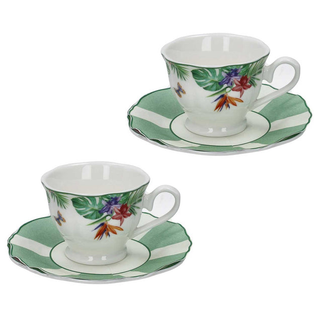 Set 2 tazze caffè Oasi Brandani in porcellana con piattini 90 ml