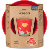 KOZIOL Set Bimbo 3 Pezzi Piatto Ciotola Bicchiere Organic Fattoria Rosso