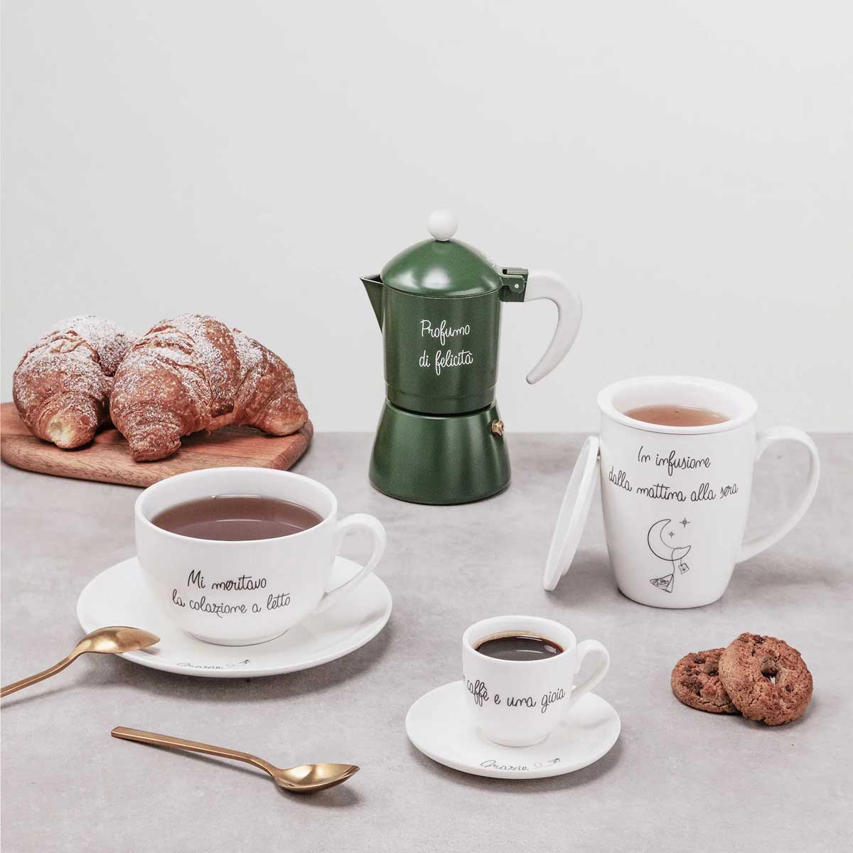 LA PORCELLANA BIANCA Gli Onesti Tazza Colazione con Piattino 450ml Bianco