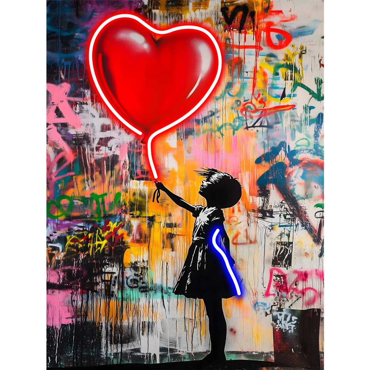 Quadro Heart Balloon Palais Royal su tela con illuminazione LED 60x80 cm