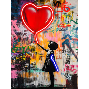 Quadro Heart Balloon Palais Royal su tela con illuminazione LED 60x80 cm