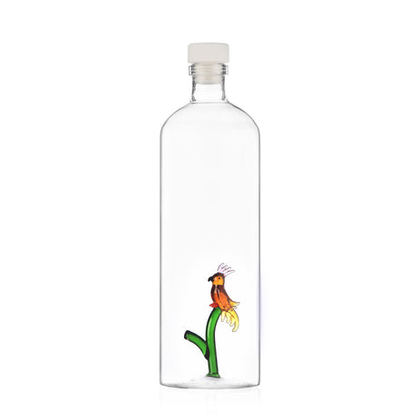 Bottiglia Talking Trees Ichendorf vetro borosilicato con cacatua rosso 1,15 L