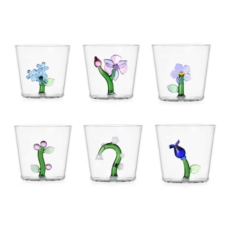 Set 6 bicchieri Ichendorf Botanica in vetro borosilicato con fiori interni