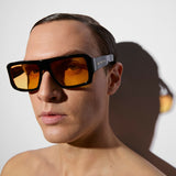 SELETTI x OKKIA Occhiali da Sole Kansas Unisex Neri Lenti Gialle