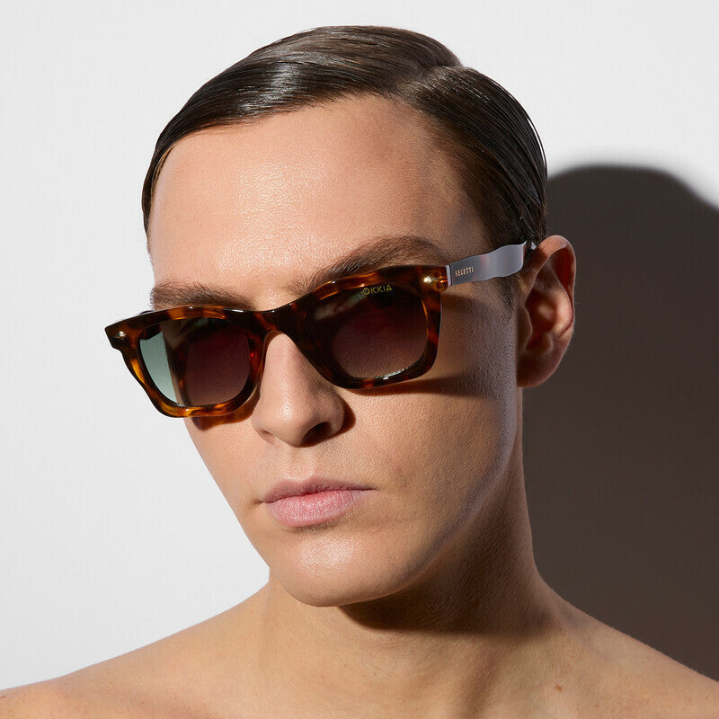 SELETTI x OKKIA Occhiali da Sole Dakota Unisex Avana Lenti Verdi