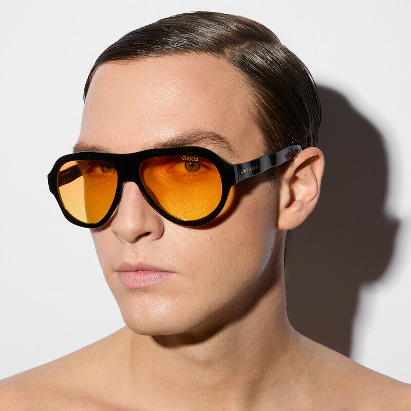 SELETTI x OKKIA Occhiali da Sole Florida Unisex Neri Lenti Gialle