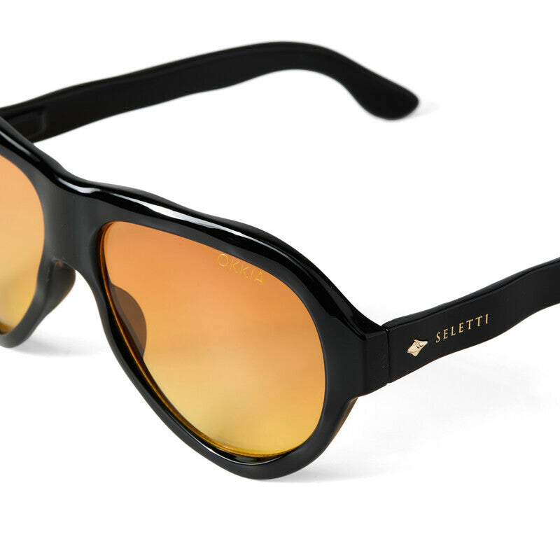 SELETTI x OKKIA Occhiali da Sole Florida Unisex Neri Lenti Gialle