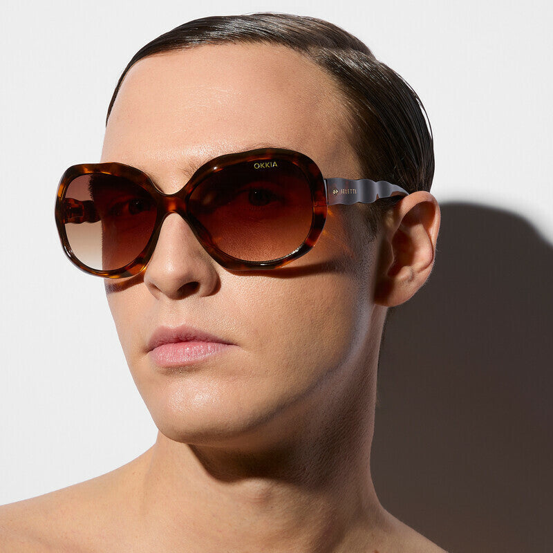 SELETTI x OKKIA Occhiali da Sole California Unisex Avana Lenti Marroni