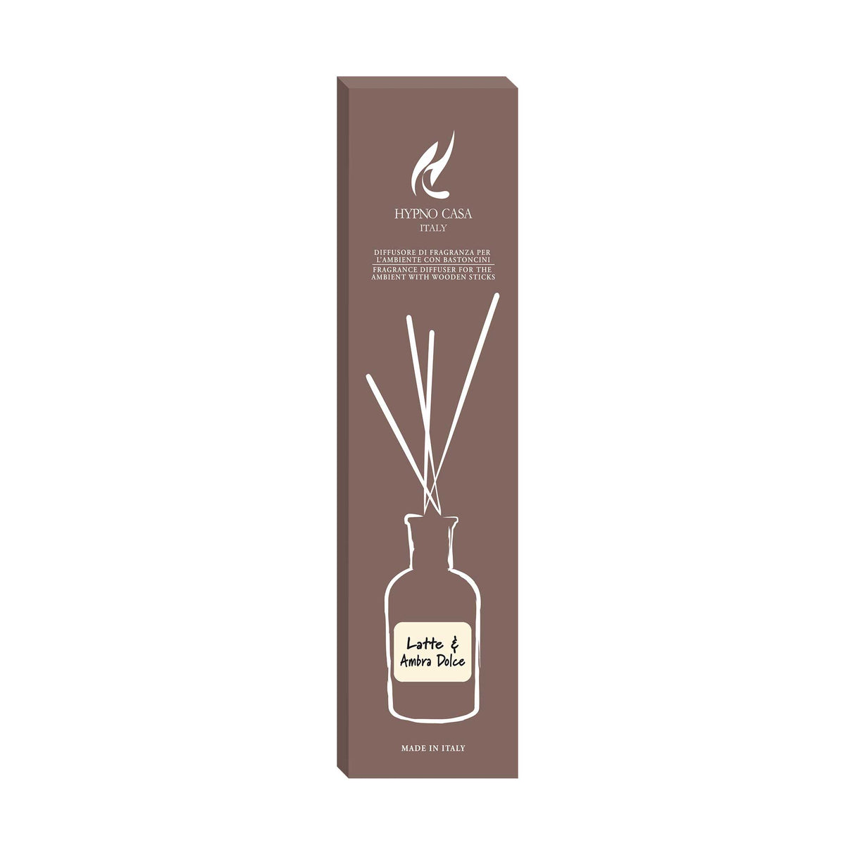 HYPNO CASA Profumatore Diffusore con Bastoncini Eco Chic Latte e Ambra Dolce 250ml