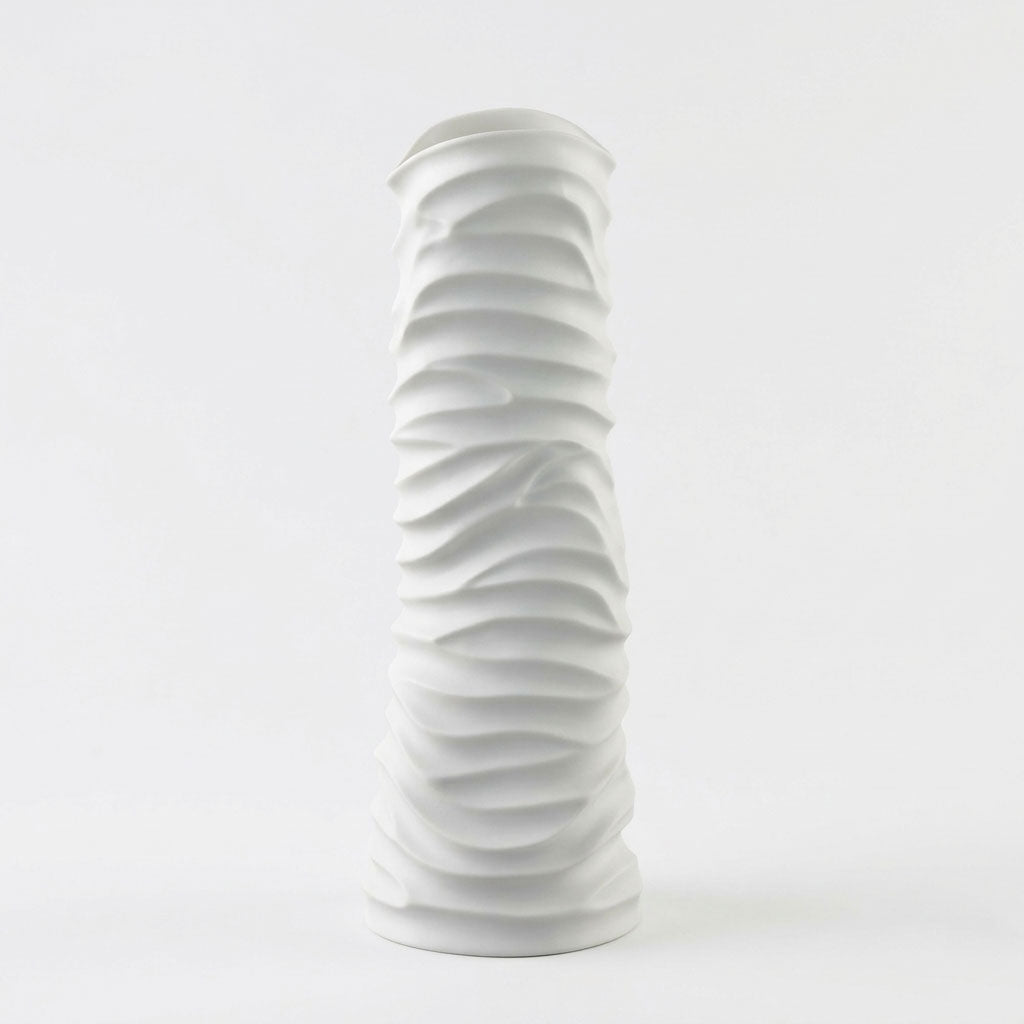 Vaso Vita Rosenthal in porcellana bianca con superficie ondulata 32 cm