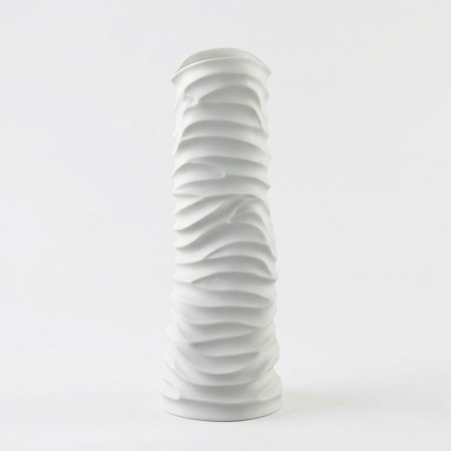 Vaso Vita Rosenthal in porcellana bianca con superficie ondulata 32 cm
