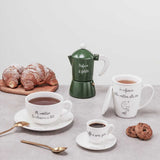 LA PORCELLANA BIANCA Gli Onesti Caffettiera Moka 3 Tazze in Metallo Verde