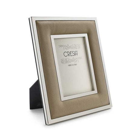 Portafoto Cresia in acciaio e vera pelle beige 10x15 cm