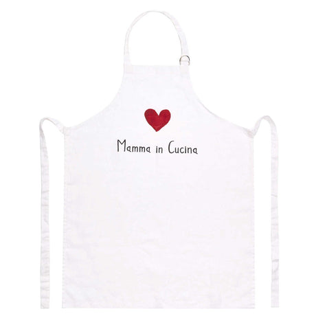 Grembiule Mamma in Cucina Simple Day in lino bianco 70x85 cm