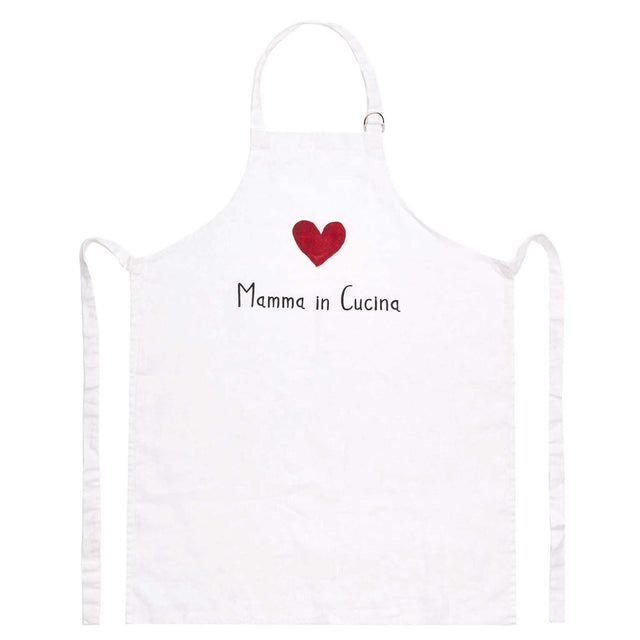Grembiule Mamma in Cucina Simple Day in lino bianco 70x85 cm