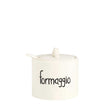 Formaggiera Simple Day in gres bianco con cucchiaino 8,5x8,5 cm