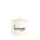 Formaggiera Simple Day in gres bianco con cucchiaino 8,5x8,5 cm