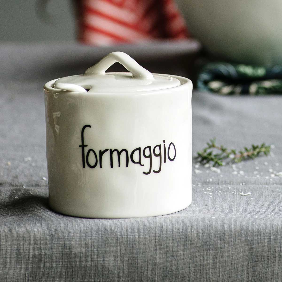 SIMPLE DAY Contenitore Formaggiera 8,5x8,5cm Bianco Gres
