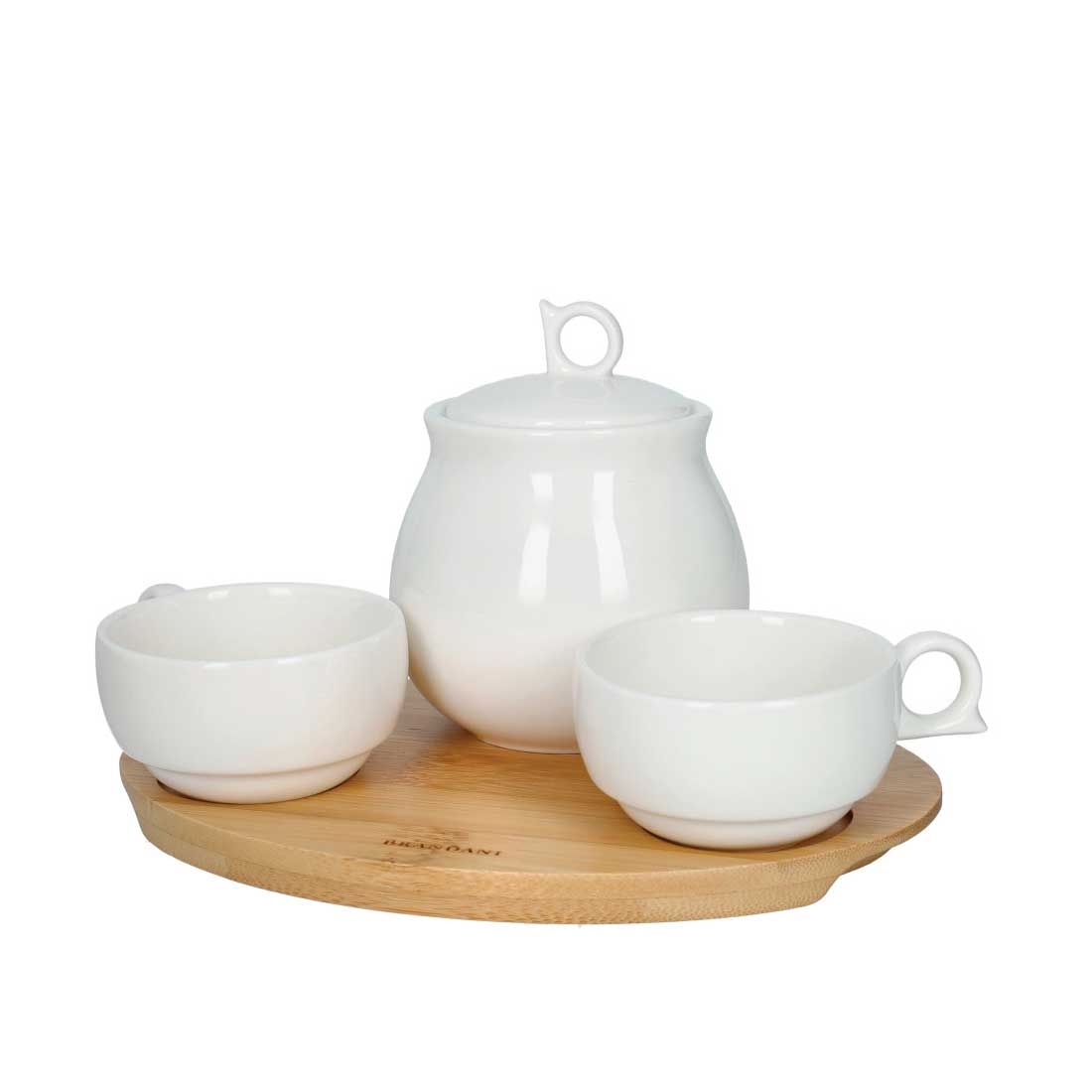 Set tazzine caffè Brandani in porcellana con vassoio in bamboo naturale