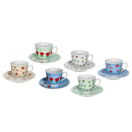 Set 6 tazzine caffè Brandani in porcellana decorata 90 ml
