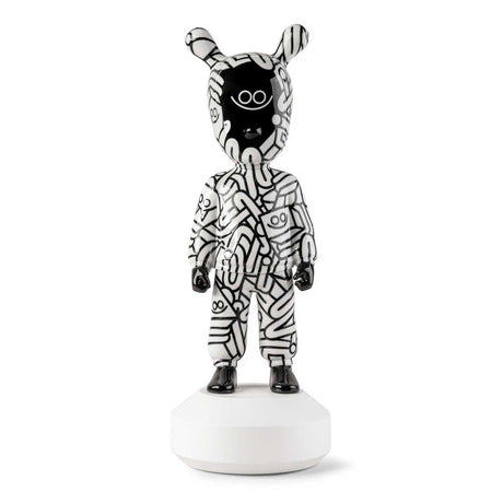 Scultura The Guest Lladrò in porcellana decorata bianco e nero 52 cm