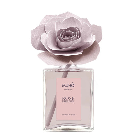 Diffusore a bastoncini Muhà in vetro con fiore decorativo rosa 200 ml