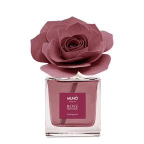 Diffusore a bastoncini Muha Rosa 100 ml con fiore decorativo melograno
