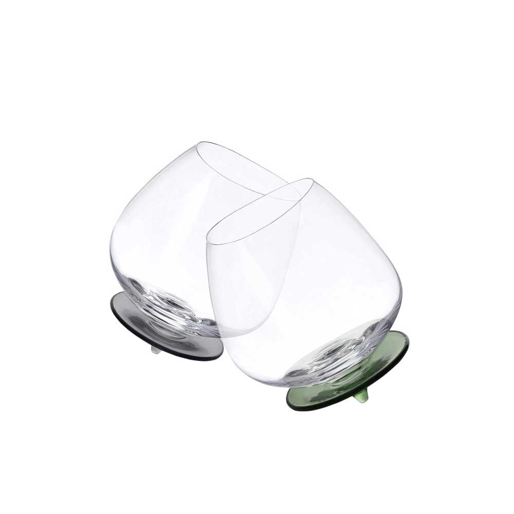 BRANDANI Bicchiere Basculante Verde e Fumé Set 2 Pezzi Vetro 500ml