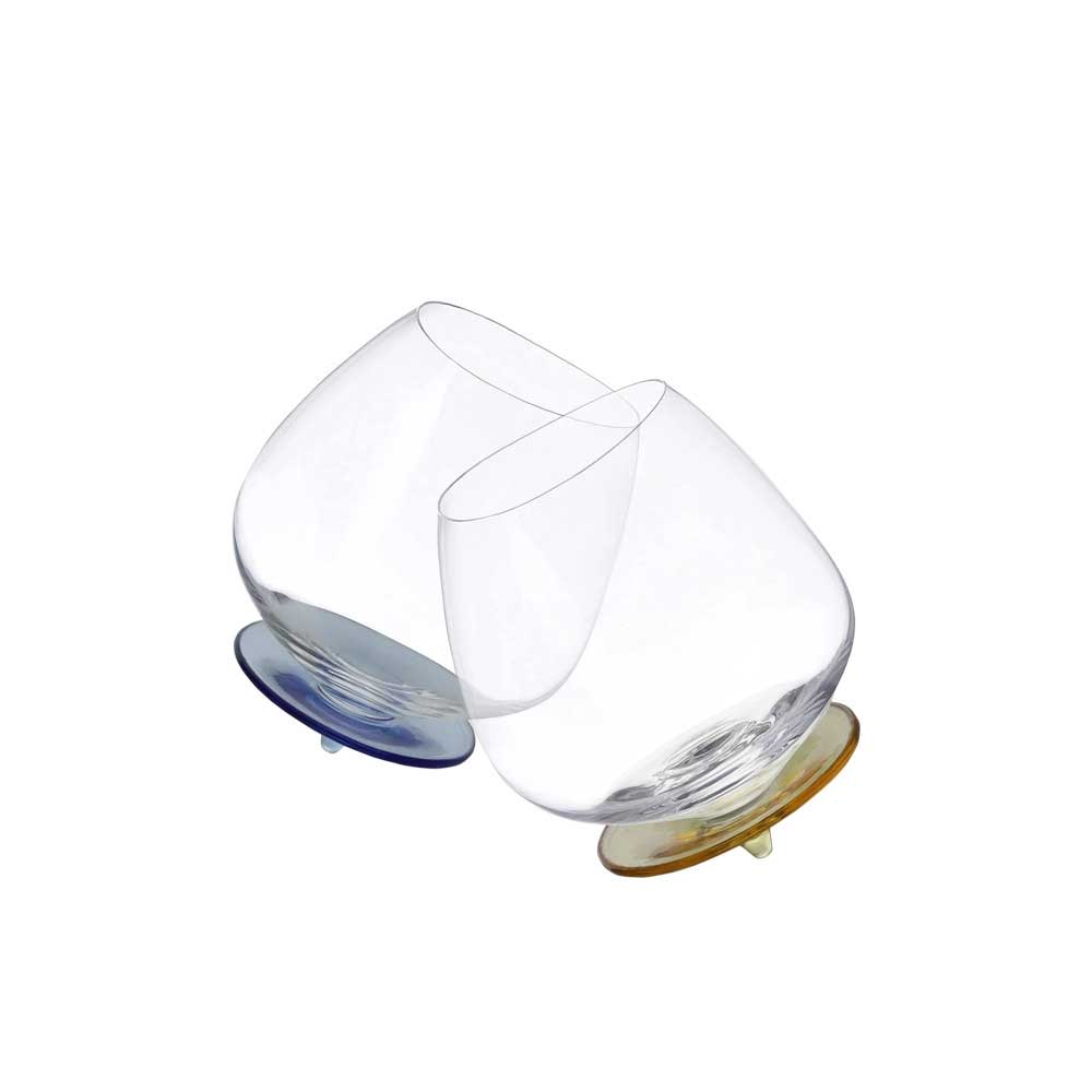 BRANDANI Bicchiere Basculante Giallo e Blu Set 2 Pezzi Vetro 500ml