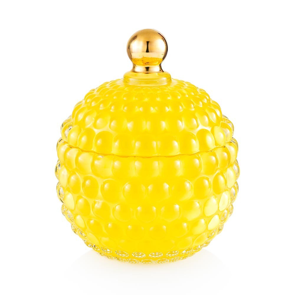 EMÒ ITALIA Scatola Bombata in Vetro Giallo 11x13cm