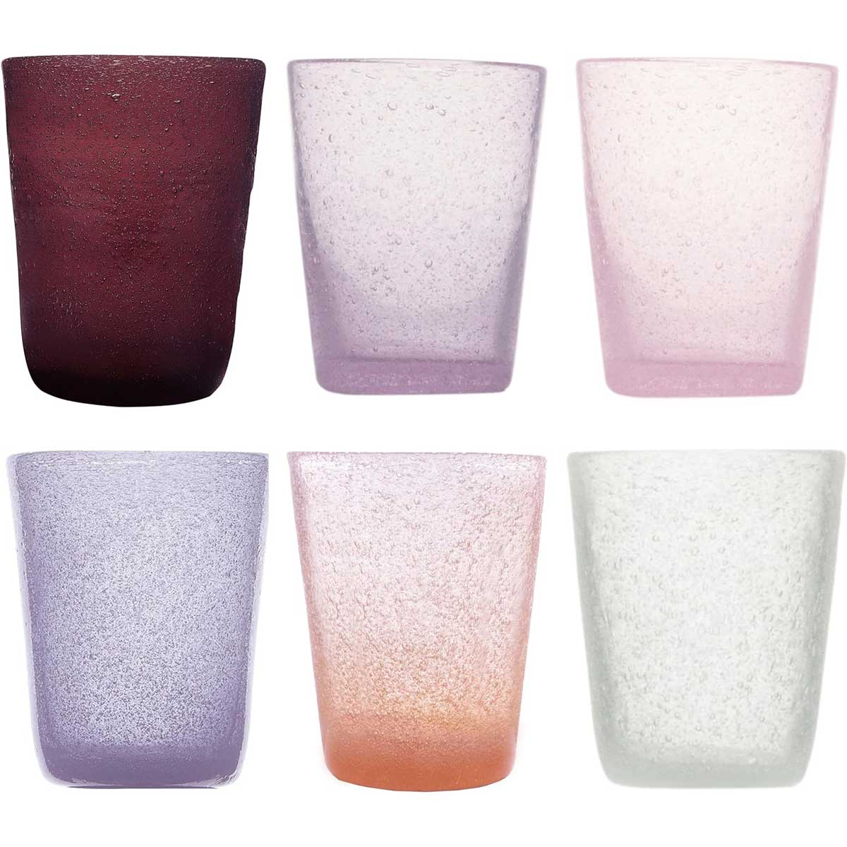 MEMENTO Bicchieri Acqua Colorati Violetta Set 6 Pezzi 250ml Pasta di Vetro
