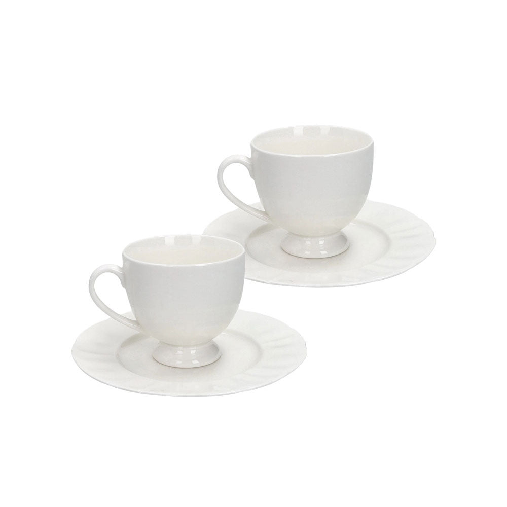 BRANDANI Tazza Tè con Piattino Georgette Set 2 Pezzi 200ml in Porcellana
