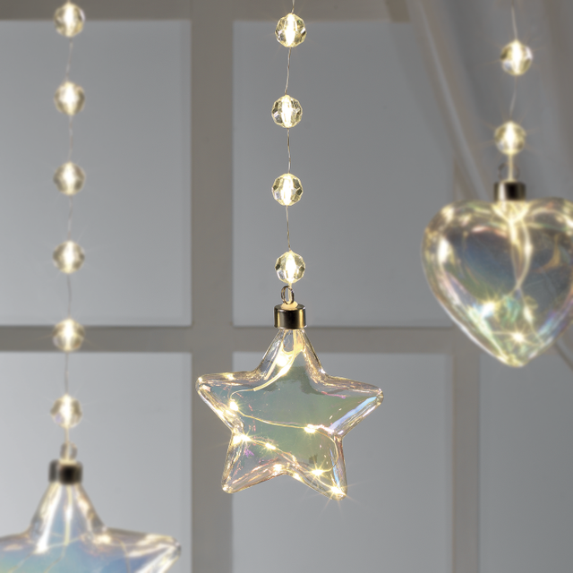 Stella natalizia Mascagni Casa in vetro con luci LED da appendere 12 cm