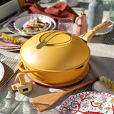COOKUT La Favolosa Padella Casseruola Tegame 2 Manici 8 in 1 24cm Metallo Giallo Mango