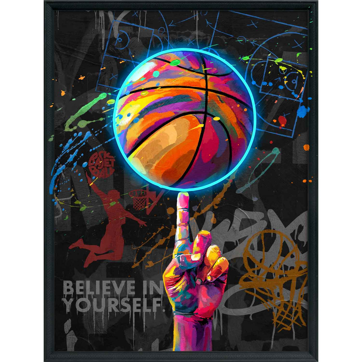 PALAIS ROYAL Quadro Stampa su Tela con LED Basketball 60x80cm