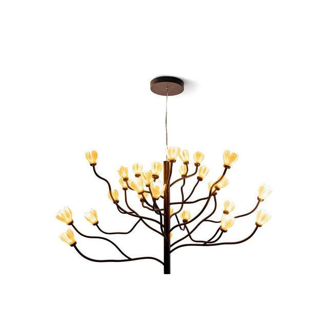 Lampada a sospensione Mokuren Lladrò in porcellana bianca 80x140 cm