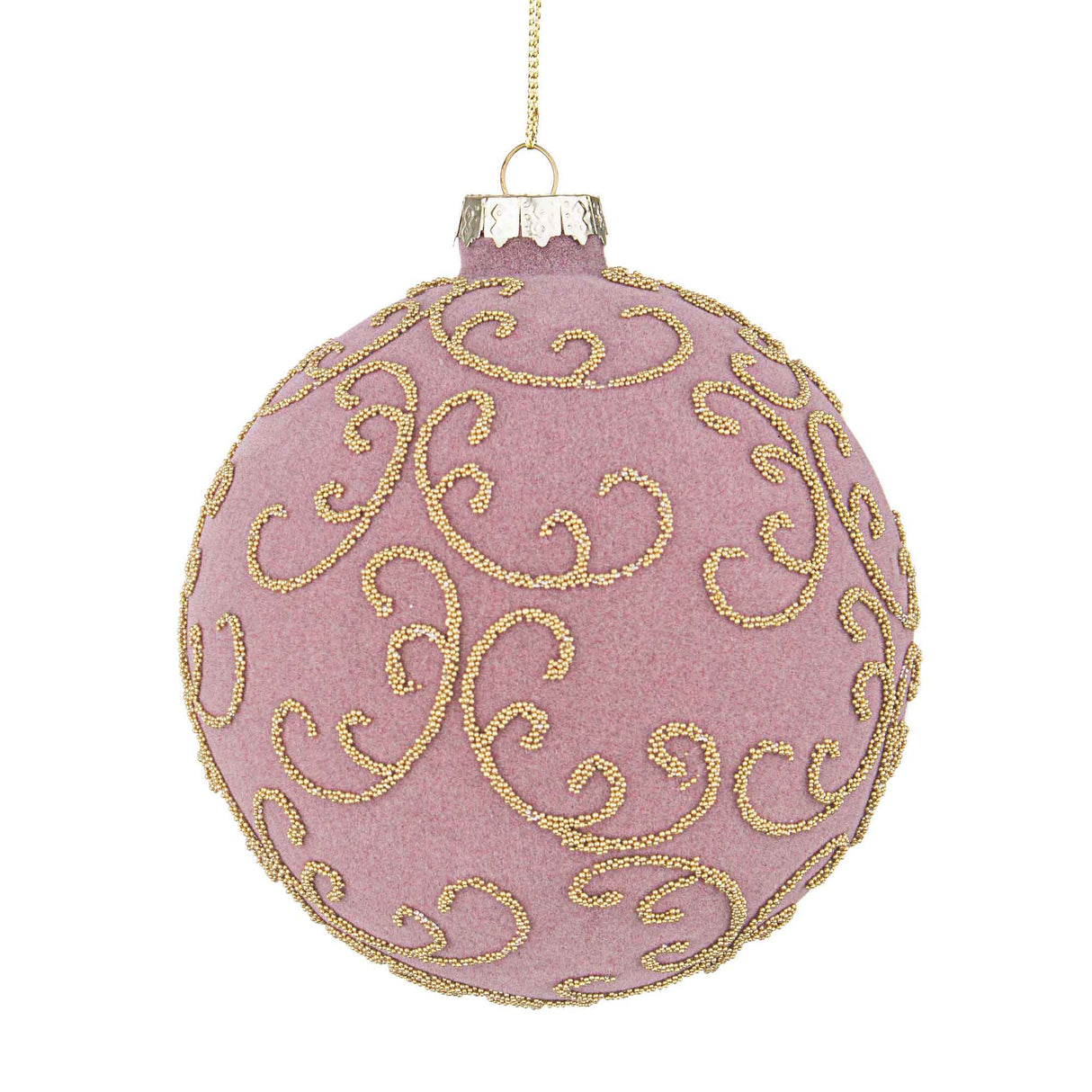 Pallina di Natale Bizzotto in vetro rosa oro diametro 10 cm