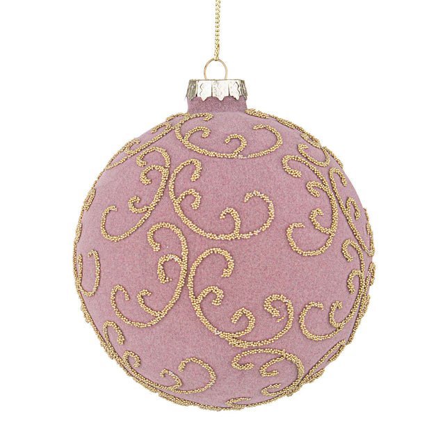 Pallina di Natale Bizzotto in vetro rosa oro diametro 10 cm