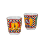 BIALETTI Dolce & Gabbana Carretto Siciliano Moka 2 Tazze con Bicchierini in Porcellana e 2 Palettine dorate
