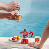 BIALETTI Dolce & Gabbana Carretto Siciliano Moka 2 Tazze con Bicchierini in Porcellana e 2 Palettine dorate