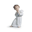 Statuina Angioletto con flauto Lladrò in porcellana 16x8x10 cm