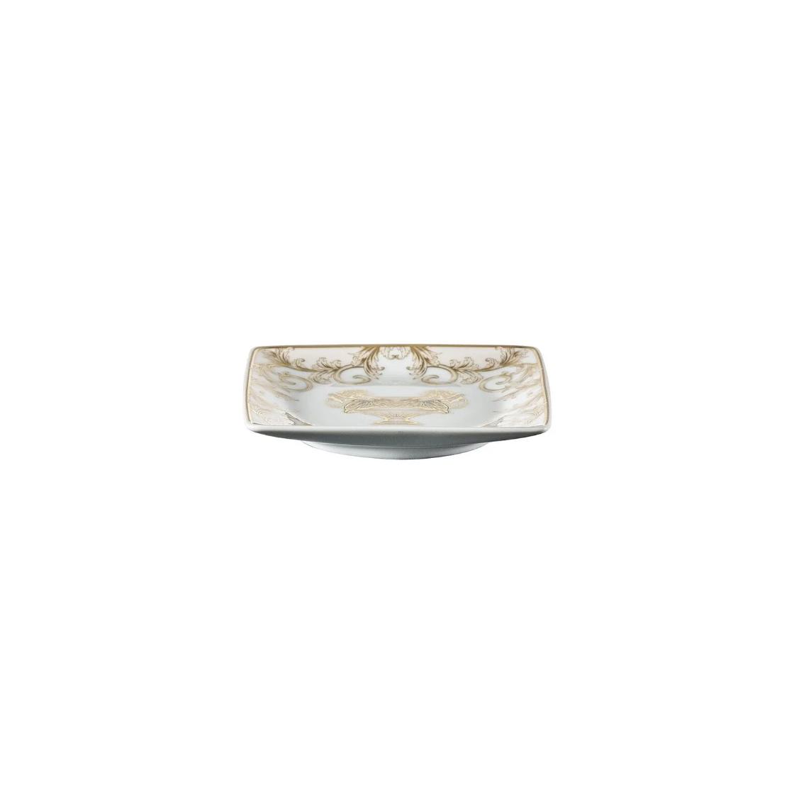 VERSACE Coppetta Quadrata La Coupe des Dieux  Bianco e Oro 12x12cm in Porcellana